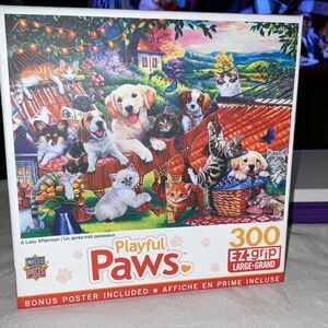 Playful Paws A Lazy Afternoon; 24x18 300 EZ-Grip pcs Master Pieces puzzle New